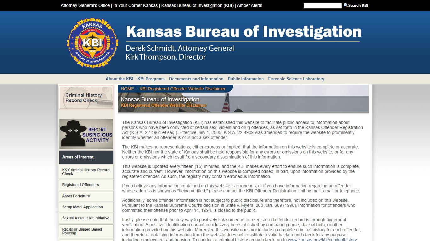KBI - Kansas Bureau of Investigation - KBI Registered Offender Website ...